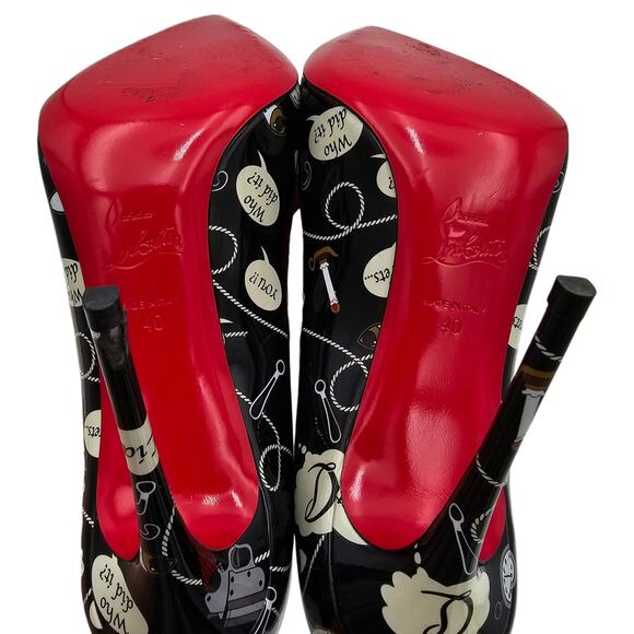 Christian Louboutin Hot Chick 100 Heel Pump Weapons Black Patent Size 40 US 10 - Picture 10 of 11